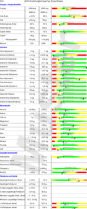 Auswertung Ernährungsanalyse